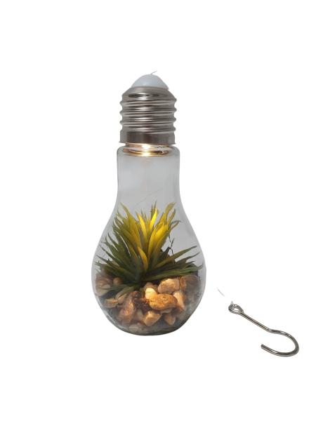 LED Deko Glühbirne aus Glas mit Kunstpflanze warmweiß - 2 Designs -